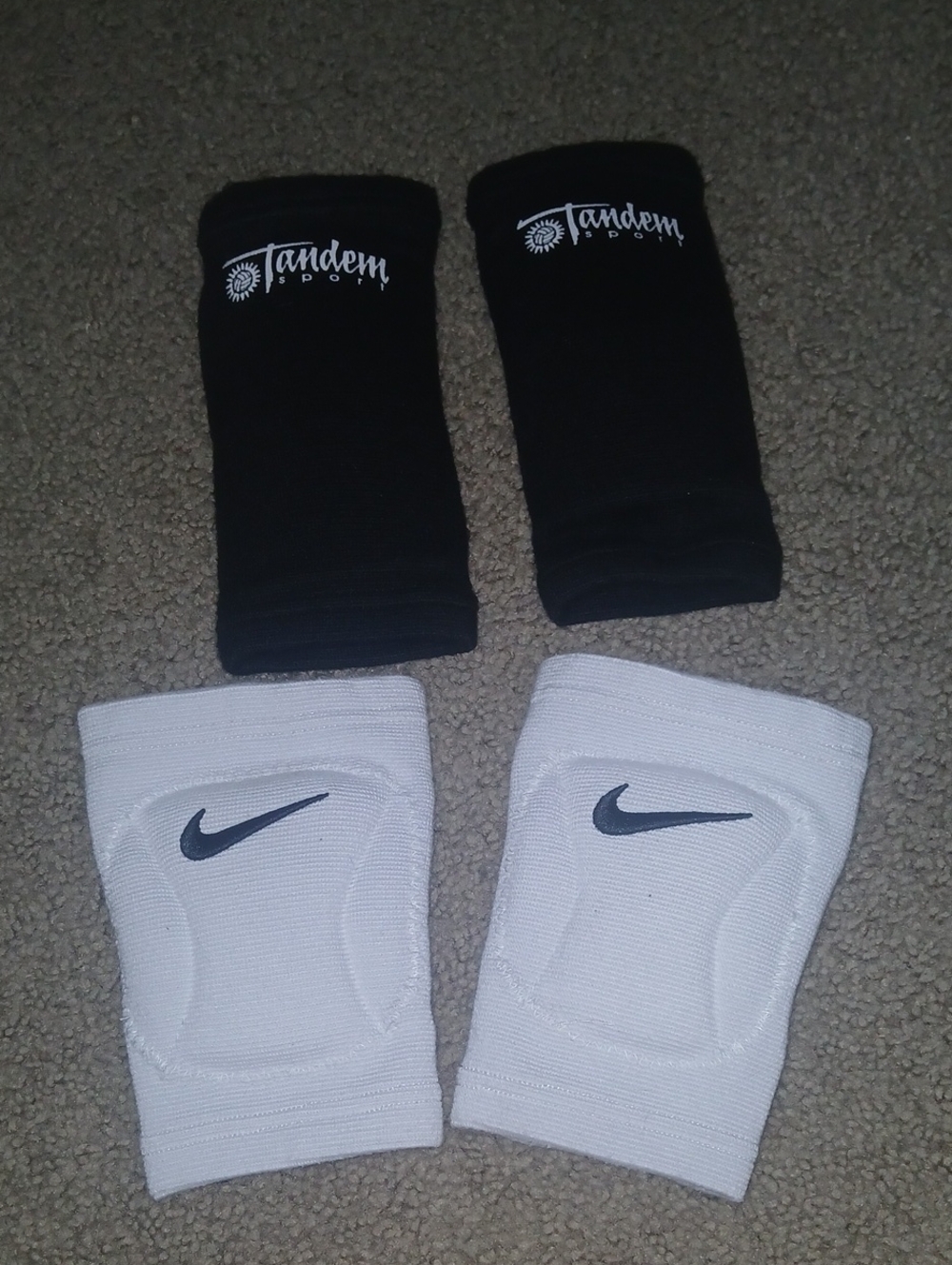Nike White Knee/Elbow Protective Sleeve Pair with Black Tandem Sport Sleeves